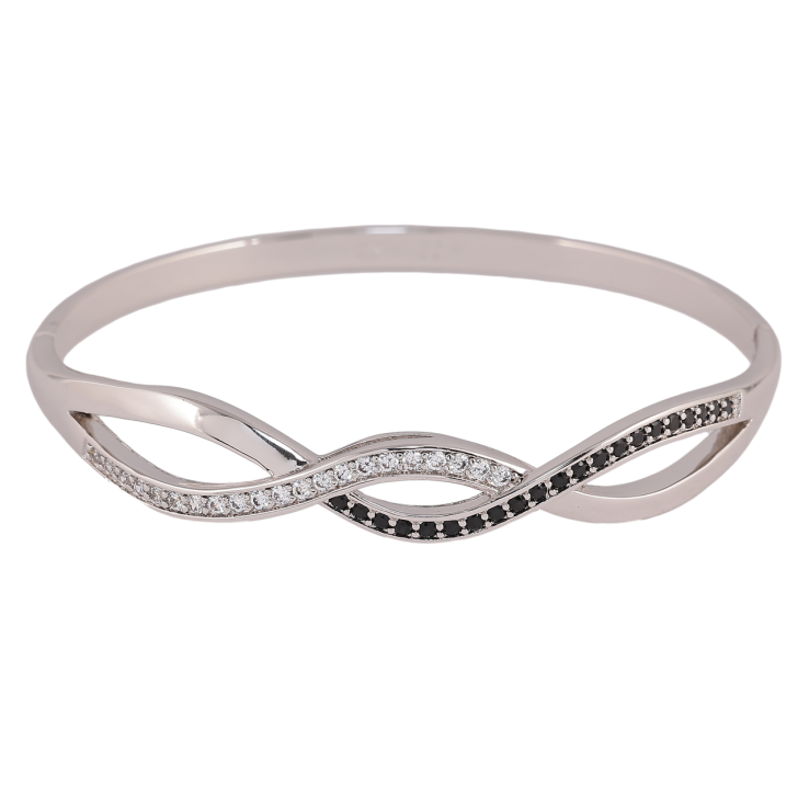 Браслет Xuping Колір Родій Доріжки чорно-білих кристалів ø 6см фото №2