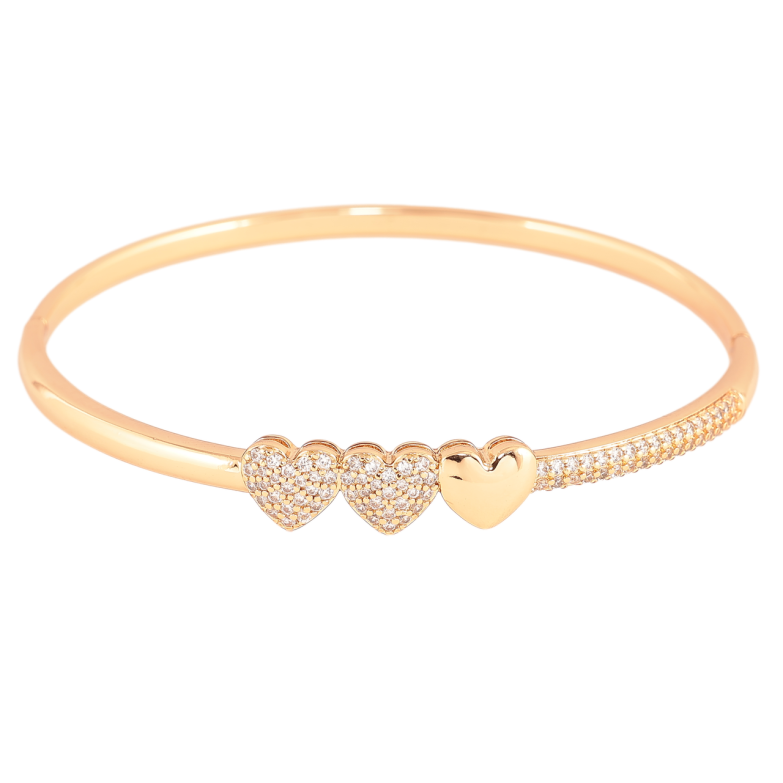 Браслет Xuping Колір Позолота 18K Сердечка з інкрустацією кристалами ø 6см фото №1 Браслет Xuping Колір Позолота 18K Сердечка з інкрустацією кристалами ø 6см фото №1