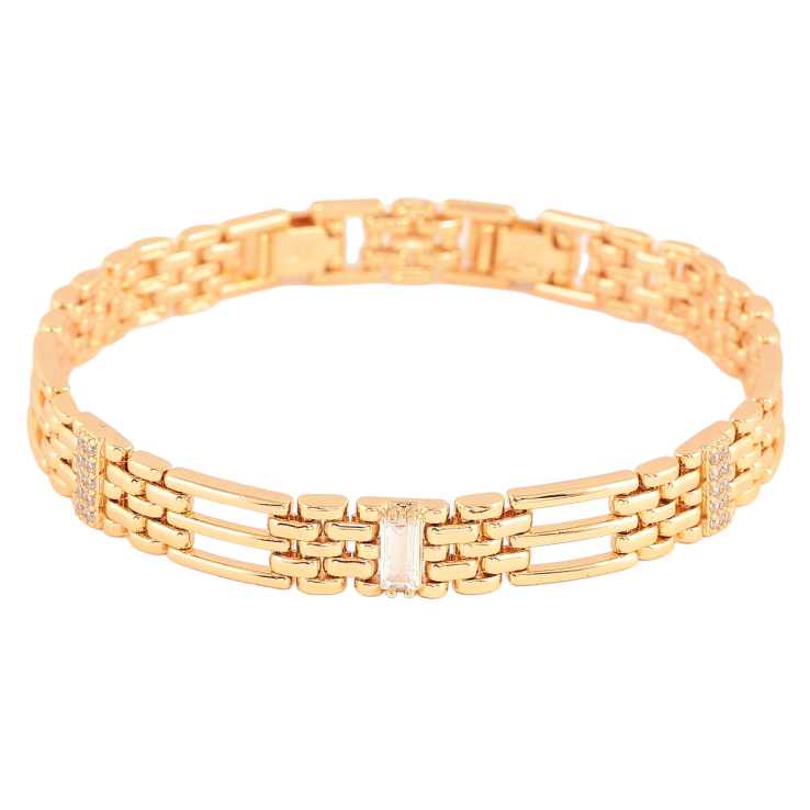 Браслет Xuping Колір Позолота 18K Візерунок з вставками кристалів розмір з додатковим замком 17,19см х 8мм фото №20