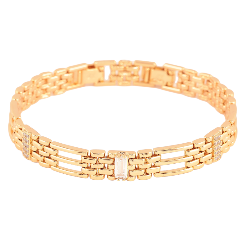 Браслет Xuping Цвет Позолота 18K Узор со вставками кристаллов размер с дополнительным замком 17,19 см х 8 мм фото №4