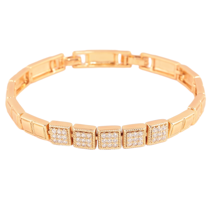 Браслет Xuping Колір Позолота 18K Візерунок з інкрустацією кристалами розмір з додатковим замком 17,19.5см х 6-7мм фото №13