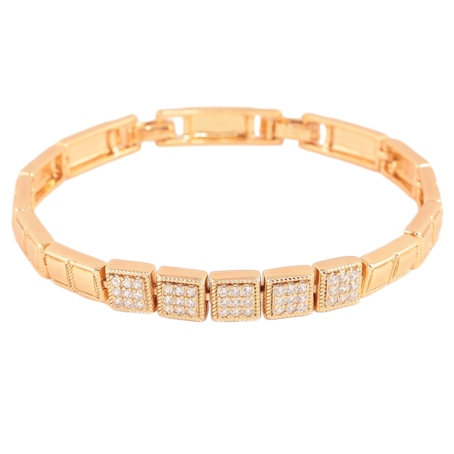 Браслет Xuping Колір Позолота 18K Візерунок з інкрустацією кристалами розмір з додатковим замком 17,19.5см х 6-7мм фото №1