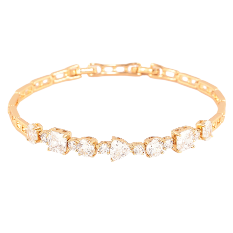 Браслет Xuping Колір Позолота 18K Доріжка кристалів розмір з додатковим замком 17.5,19.5см х 4-6мм фото №1