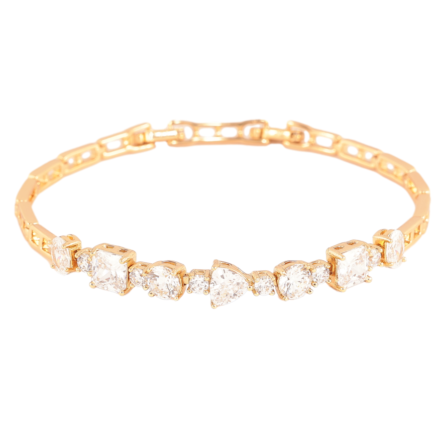 Браслет Xuping Колір Позолота 18K Доріжка кристалів розмір з додатковим замком 17.5,19.5см х 4-6мм фото №1