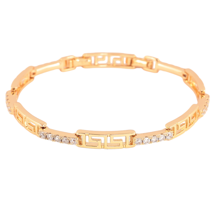 Браслет Xuping Колір Позолота 18K Грецький візерунок з доріжками кристалів розмір з додатковим замком 17,19см х 3-5мм фото №12
