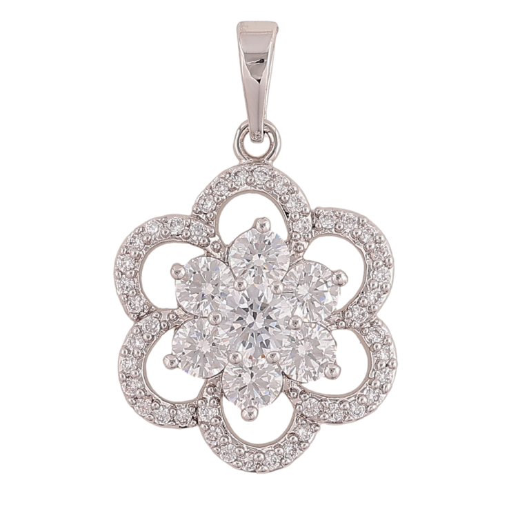 Кулон Xuping Колір Родій Квітка з інкрустацією кристалами для ланцюжка до 6мм фото №18 Кулон Xuping Колір Родій Квітка з інкрустацією кристалами для ланцюжка до 6мм фото №18