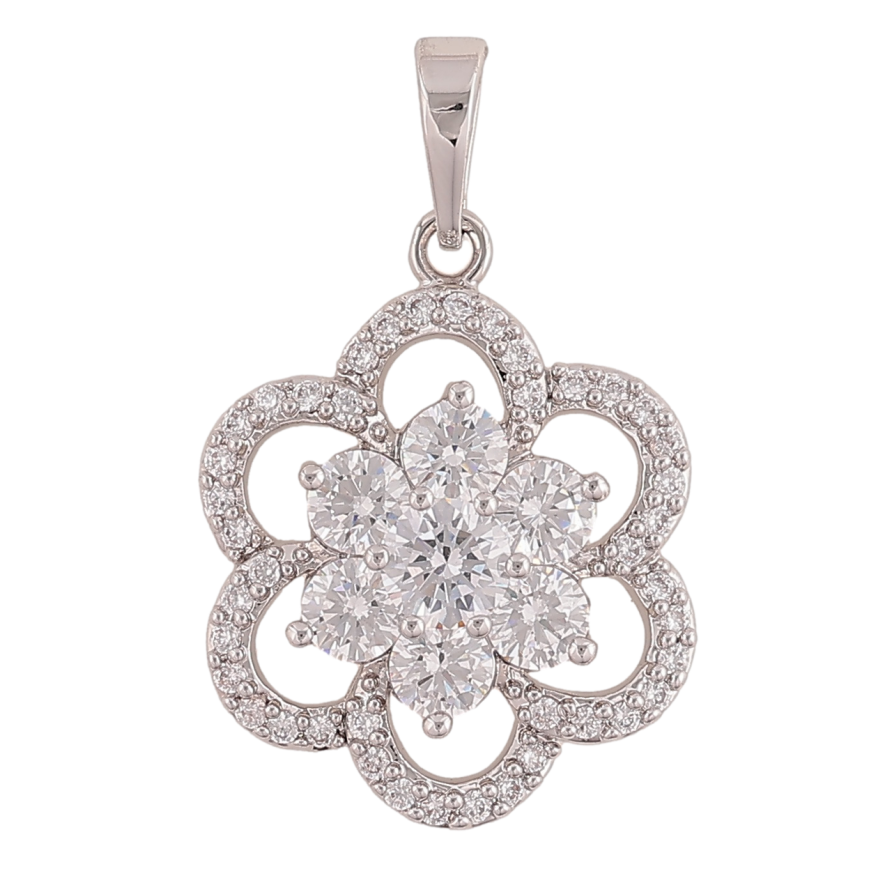 Кулон Xuping Колір Родій Квітка з інкрустацією кристалами для ланцюжка до 6мм фото №1