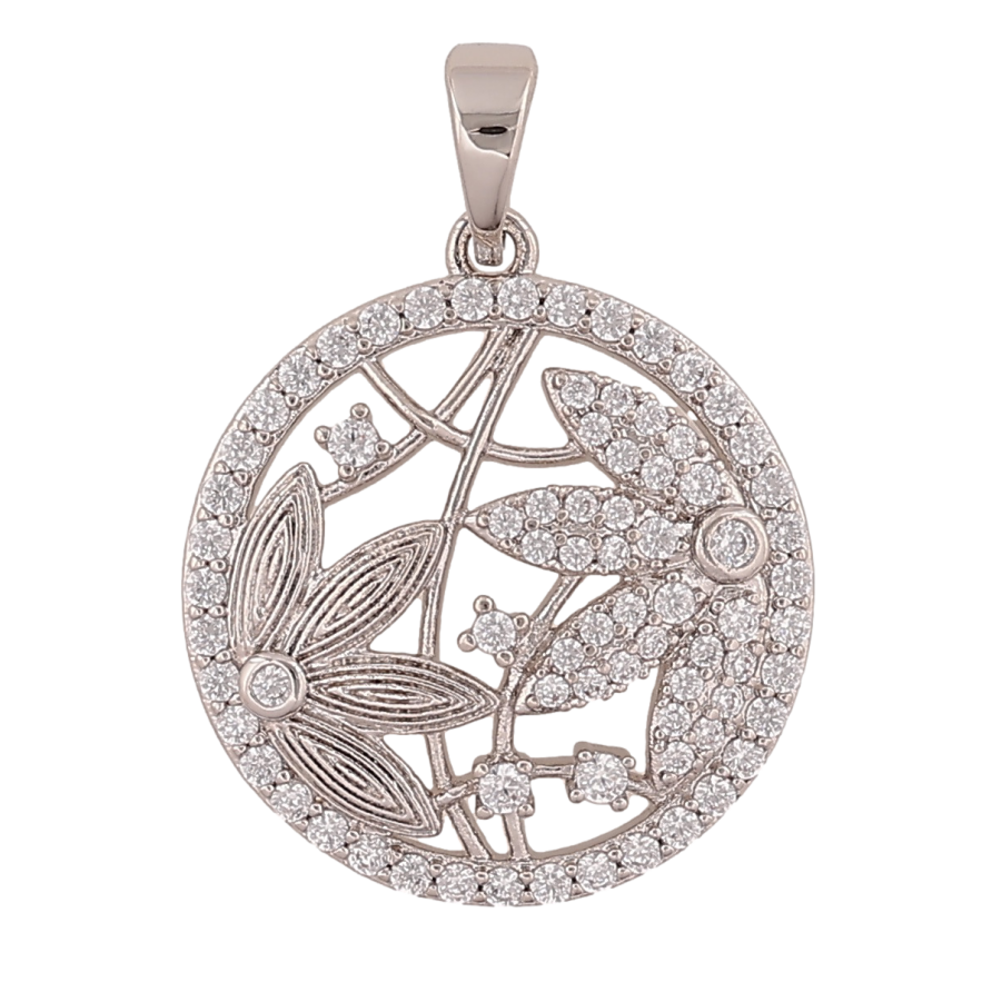 Кулон Xuping Колір Родій Квітковий візерунок з інкрустацією кристалами для ланцюжка до 5мм фото №1