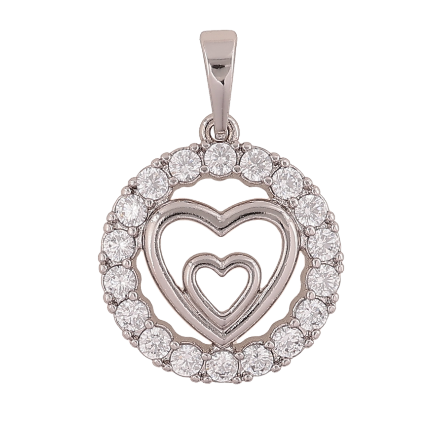 Кулон Xuping Колір Родій Сердечка в кристальному колечку для ланцюжка до 6мм фото №1