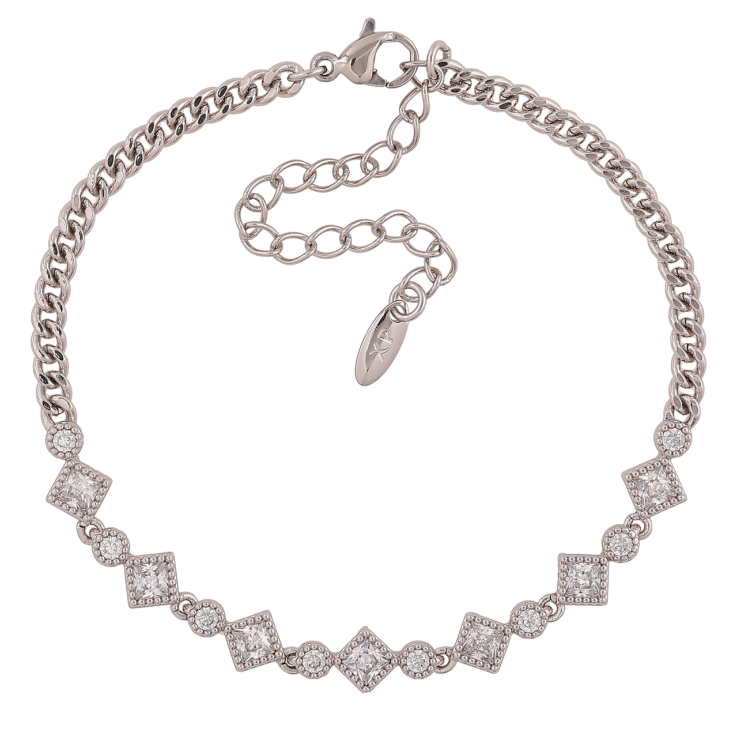 Браслет Xuping Колір Родій Ланцюжок з доріжкою кристалів розмір з дод. ланц. 17-22см х 3-6мм фото №2 Браслет Xuping Колір Родій Ланцюжок з доріжкою кристалів розмір з дод. ланц. 17-22см х 3-6мм фото №2