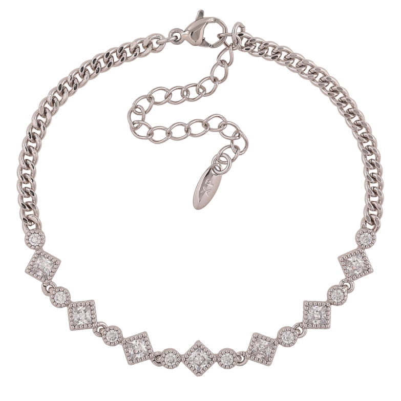 Браслет Xuping Колір Родій Ланцюжок з доріжкою кристалів розмір з дод. ланц. 17-22см х 3-6мм фото №1