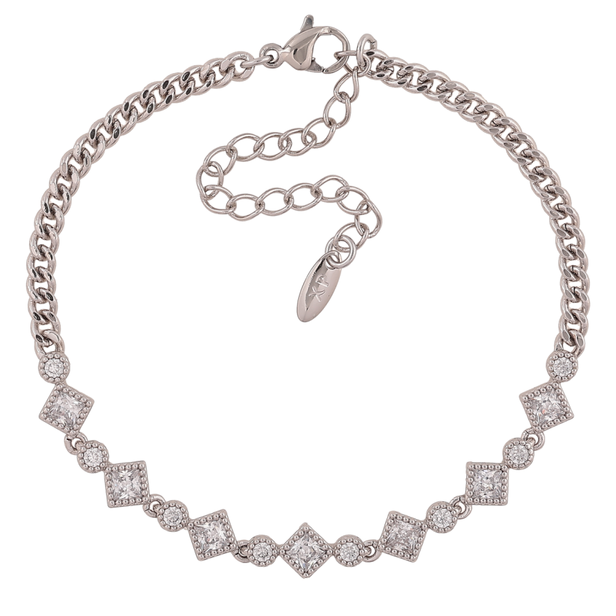 Браслет Xuping Колір Родій Ланцюжок з доріжкою кристалів розмір з дод. ланц. 17-22см х 3-6мм фото №1