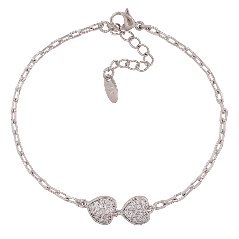 Браслет Xuping Колір Родій Ланцюжок з сердечками розмір з дод. ланц. 17-20см х 2мм фото №5