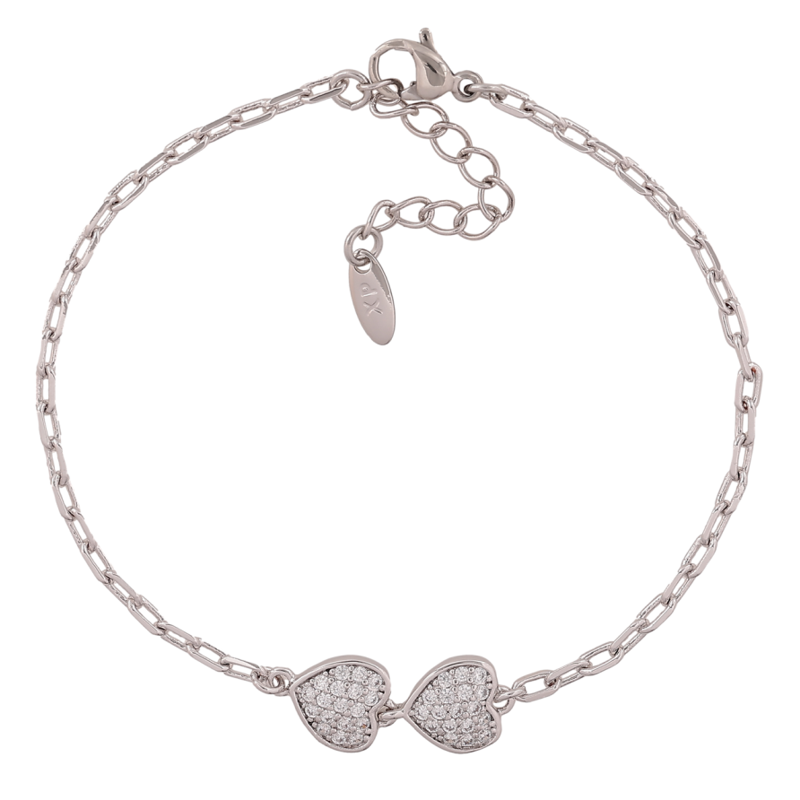 Браслет Xuping Колір Родій Ланцюжок з сердечками розмір з дод. ланц. 17-20см х 2мм фото №1