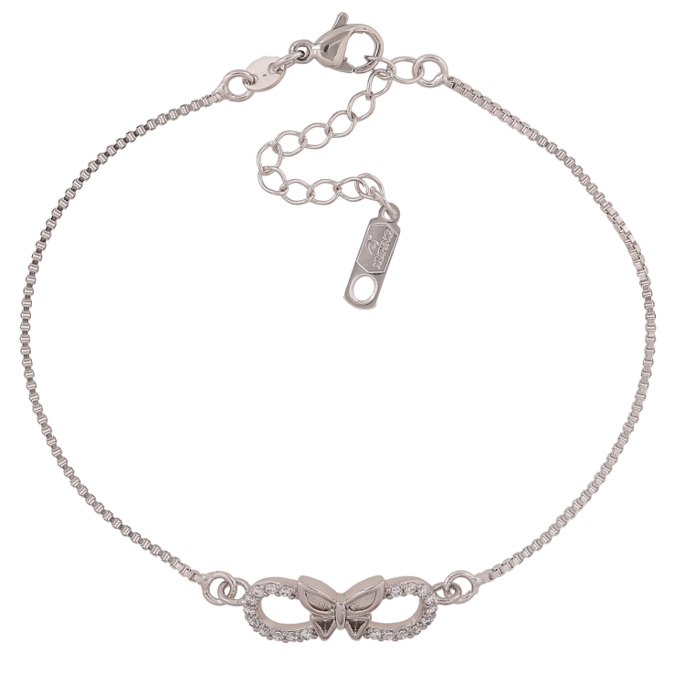 Браслет Xuping Колір Родій Ланцюжок з вставкою метелик розмір з дод. ланц. 18-22см х 1мм фото №8 Браслет Xuping Колір Родій Ланцюжок з вставкою метелик розмір з дод. ланц. 18-22см х 1мм фото №8