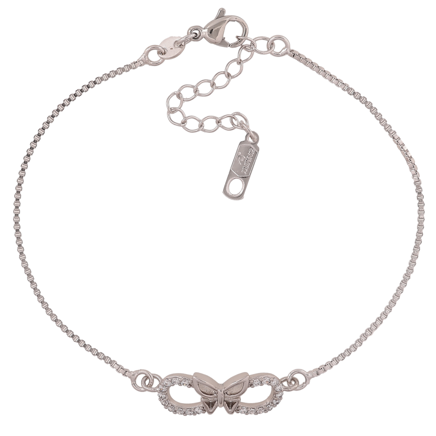 Браслет Xuping Колір Родій Ланцюжок з вставкою метелик розмір з дод. ланц. 18-22см х 1мм фото №1 Браслет Xuping Колір Родій Ланцюжок з вставкою метелик розмір з дод. ланц. 18-22см х 1мм фото №1