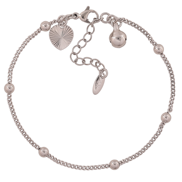 Браслет Xuping Цвет Родий Цепочка Панцирная с бусинами размер с доп.цеп. 17.5-21см х 1.5-3.5мм фото №13