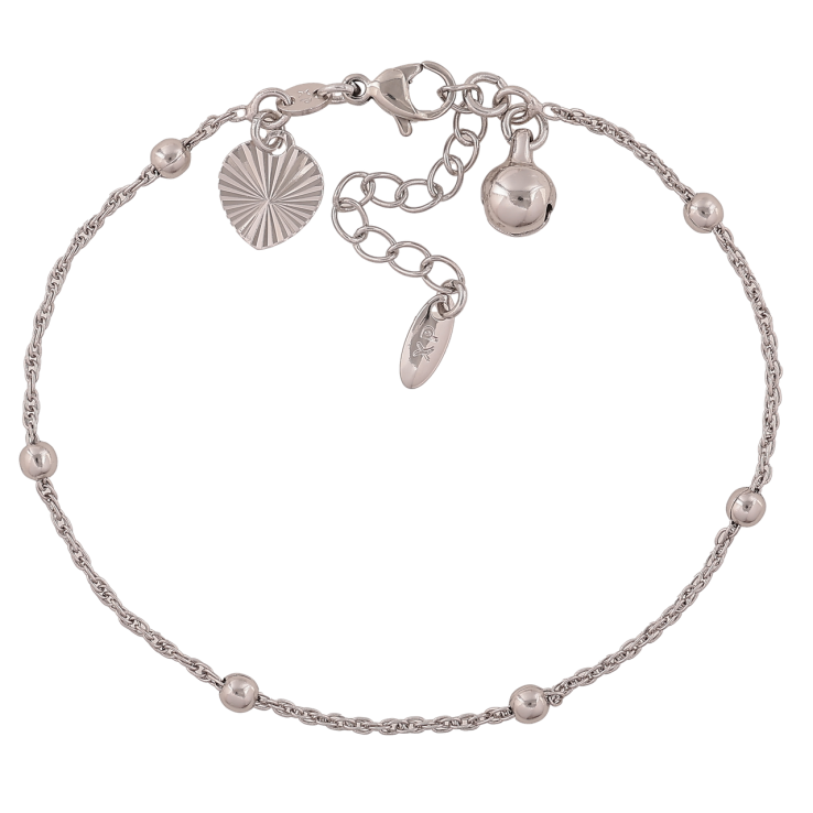 Браслет Xuping Цвет Родий Цепочка Кордовая с бусинами размер с доп.цеп. 17.5-21см х 18-21.5мм фото №6