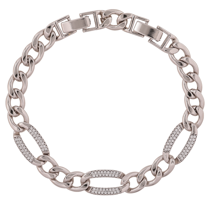 Браслет Xuping Колір Родій Ланцюжок Панцирний з кристалами розмір з дод. замком 17,20см х 7-9мм фото №1