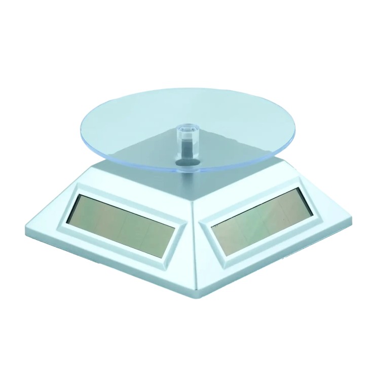 Підставка срібляста самокрутна на сонячних батареях, прозоре коло, розмір 10 см х 10 см коло ø 9см фото №25