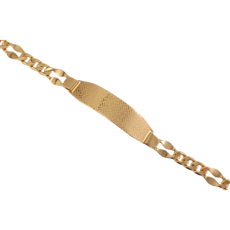 Браслет Xuping Позолота 18K Панцирне Плетіння та Пластина Тиснення Грецький Орнамент довжина 19,5 см фото №2 Браслет Xuping Позолота 18K Панцирне Плетіння та Пластина Тиснення Грецький Орнамент довжина 19,5 см фото №2