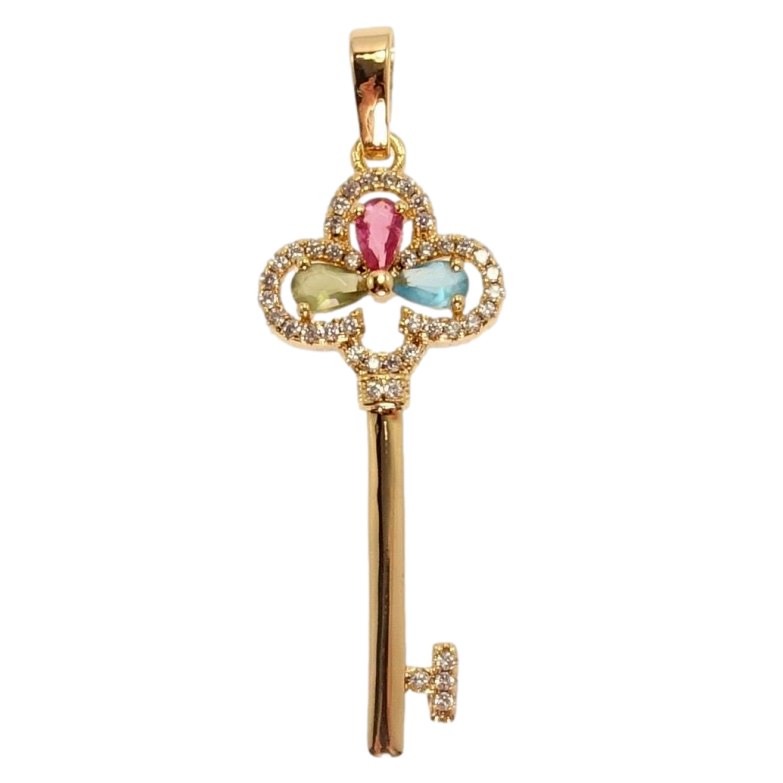 Кулон Xuping Позолота 18 К Ключик Візерунок Три Пелюстки Різнокольорові Кристали фото №21