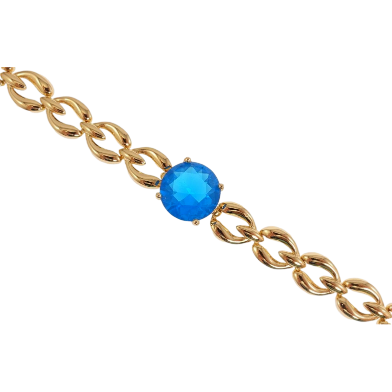 Браслет Xuping Позолота 18K Декор Круглий Блакитний Кристал довжина з дод. замком 18,21см фото №1 Браслет Xuping Позолота 18K Декор Круглий Блакитний Кристал довжина з дод. замком 18,21см фото №1