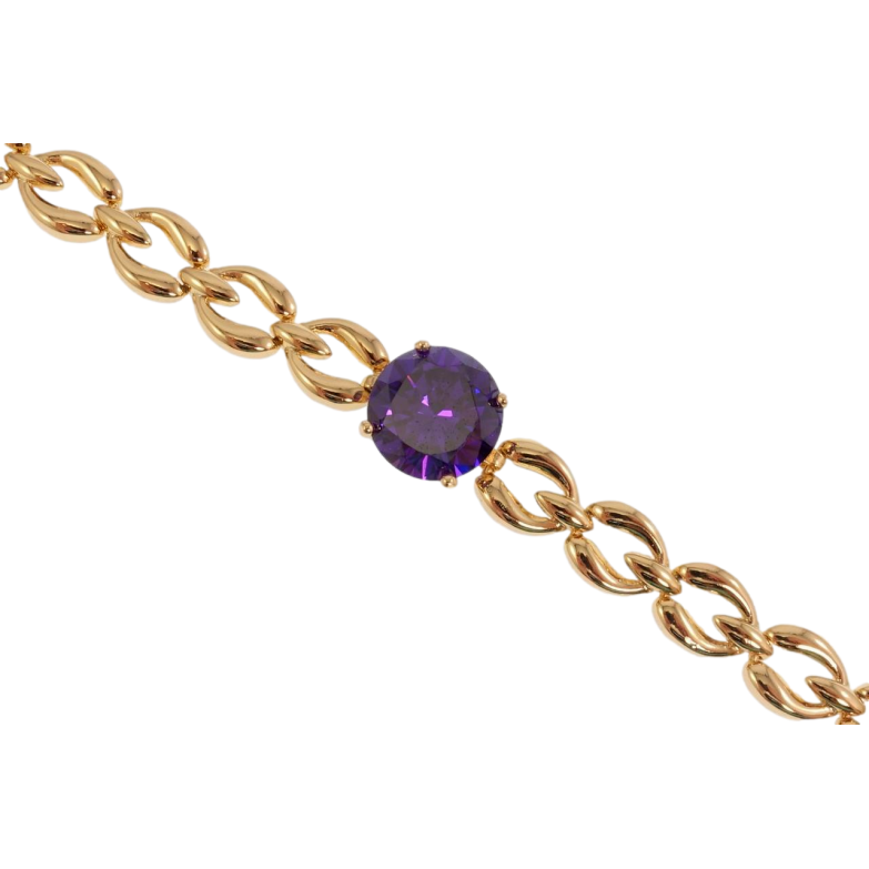 Браслет Xuping Позолота 18K Декор Круглый Фиолетовый Кристалл доп.замок два размера 18-20,5 см фото №1 Браслет Xuping Позолота 18K Декор Круглый Фиолетовый Кристалл доп.замок два размера 18-20,5 см фото №1