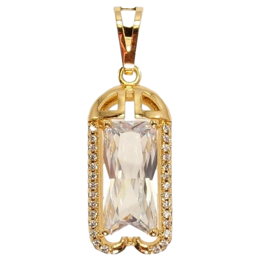 Кулон Xuping Позолота 18K Прямокутний Кристал в Оправі з Інкрустацією Дрібний Цирконій фото №1