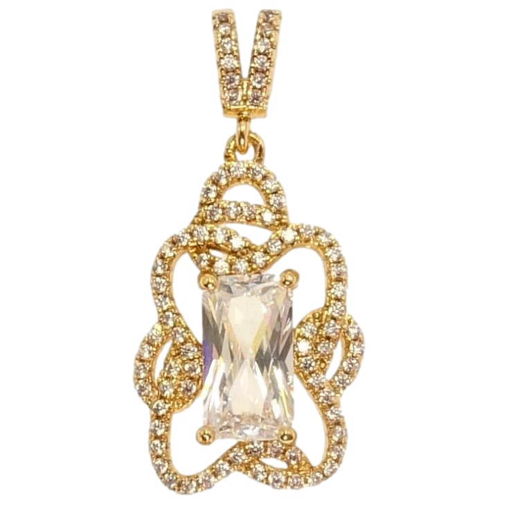 Кулон Xuping Позолота 18K Прямокутний Кристал у Фігурній Витонченій Оправі з Інкрустацією Цирконієм фото №9