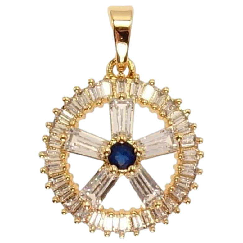 Кулон Xuping Позолота 18K Коло Візерунок П'ять Променів і Вставка Дрібний Синій Кристал фото №1 Кулон Xuping Позолота 18K Коло Візерунок П'ять Променів і Вставка Дрібний Синій Кристал фото №1