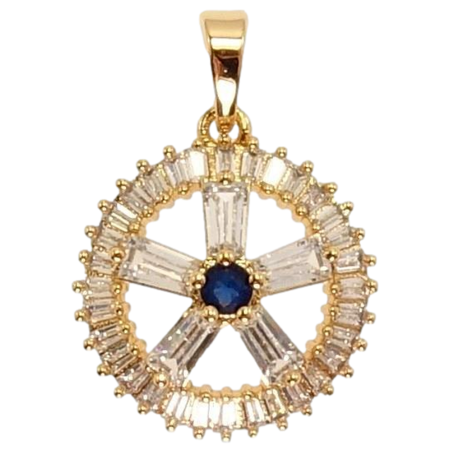 Кулон Xuping Позолота 18K Коло Візерунок П'ять Променів і Вставка Дрібний Синій Кристал фото №1 Кулон Xuping Позолота 18K Коло Візерунок П'ять Променів і Вставка Дрібний Синій Кристал фото №1