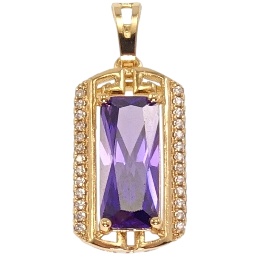 Кулон Xuping Позолота 18 К Фіолетовий Прямокутний Кристал Оправа в Грецькому Стилі з Інкрустацією фото №1