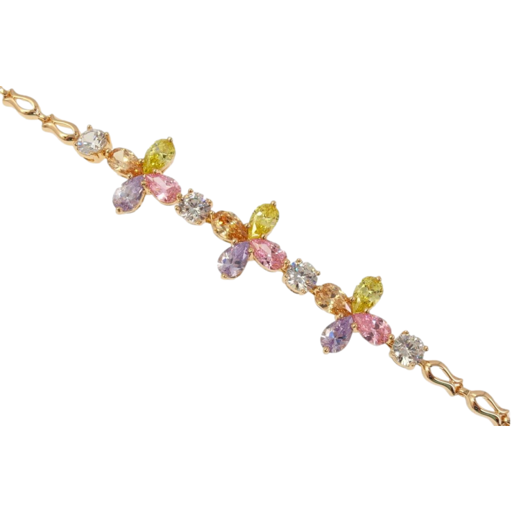 Браслет Xuping Позолота 18K Чотирилистки Різнокольорові Кристали довжина з дод. замком 18-21 см фото №20