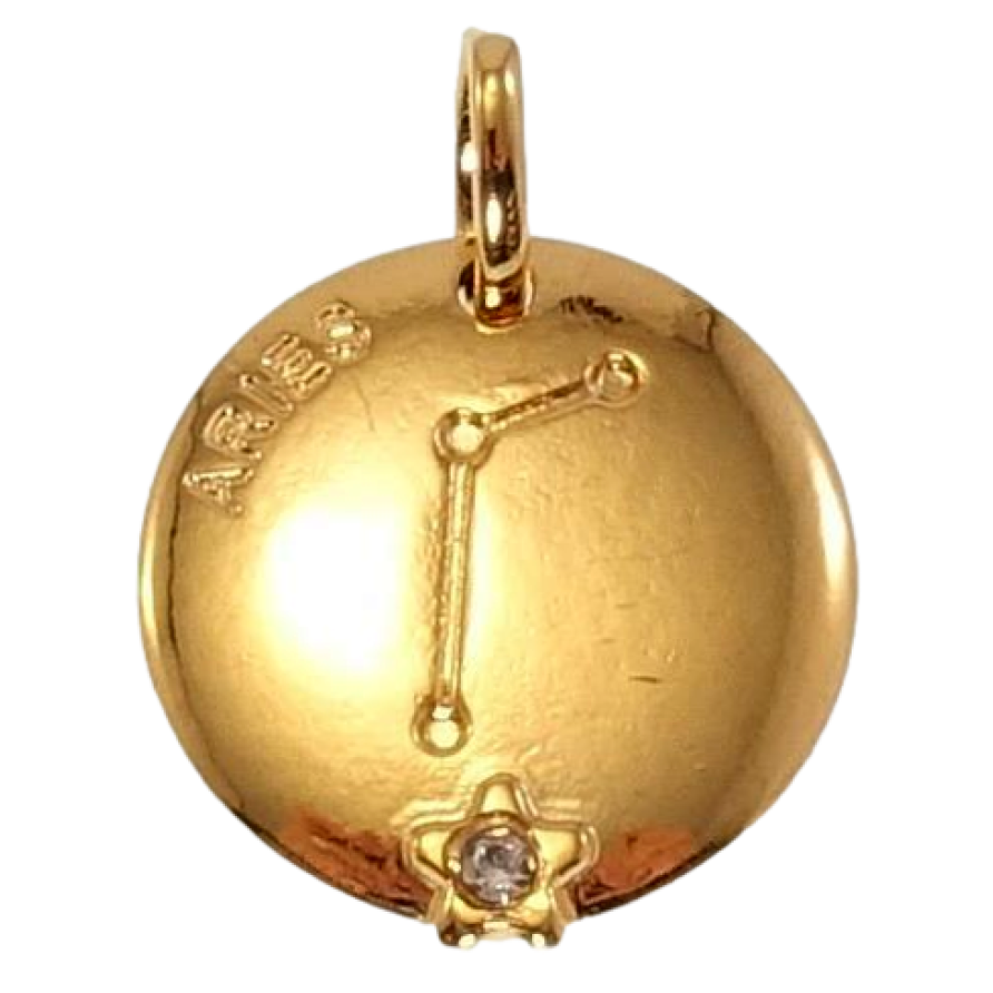 Кулон Xuping Позолота 18 К Круглий Двосторонній Медальйон Знак Зодіаку Овен фото №1 Кулон Xuping Позолота 18 К Круглий Двосторонній Медальйон Знак Зодіаку Овен фото №1