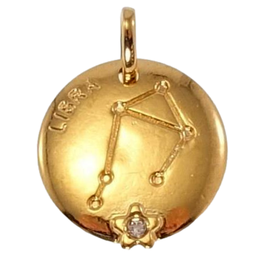 Кулон Xuping Позолота 18 К Круглий Двосторонній Медальйон Знак Зодіаку Терези фото №1 Кулон Xuping Позолота 18 К Круглий Двосторонній Медальйон Знак Зодіаку Терези фото №1