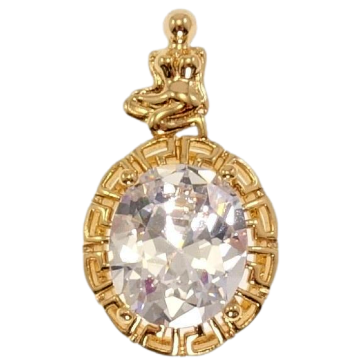 Кулон Xuping Позолота 18 К Діва Вставка Гранений Овальний Кристал Окантовка Меандрова Лінія фото №18