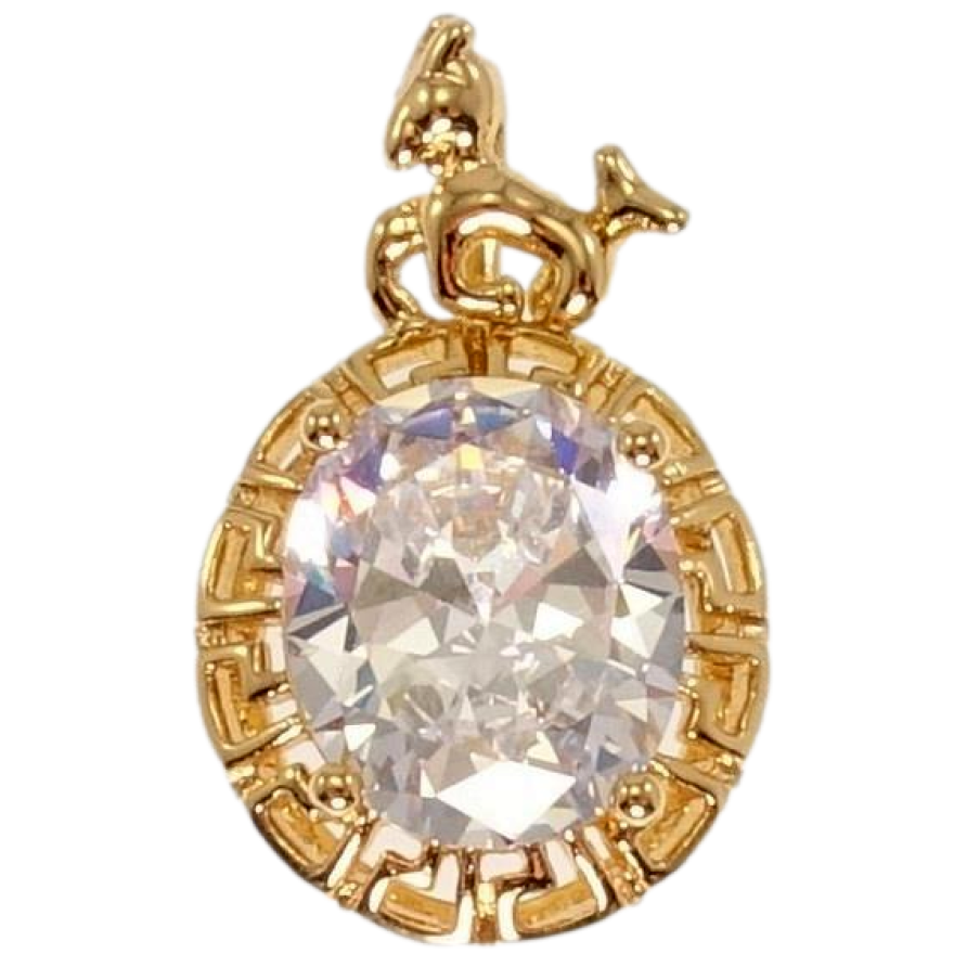 Кулон Xuping Позолота 18 К Козеріг Вставка Гранений Овальний Кристал Окантовка Меандрова Лінія фото №1