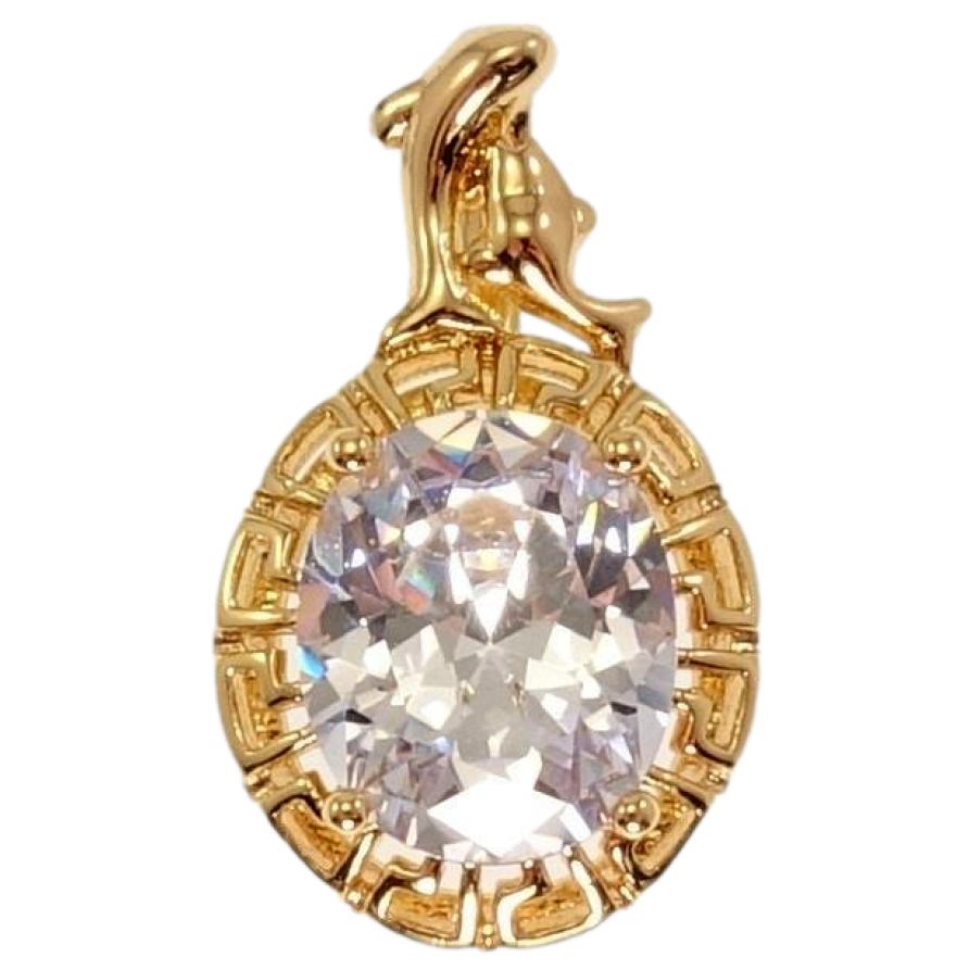 Кулон Xuping Позолота 18 К Риби Вставка Гранений Овальний Кристал Окантовка Меандрова Лінія фото №1 Кулон Xuping Позолота 18 К Риби Вставка Гранений Овальний Кристал Окантовка Меандрова Лінія фото №1