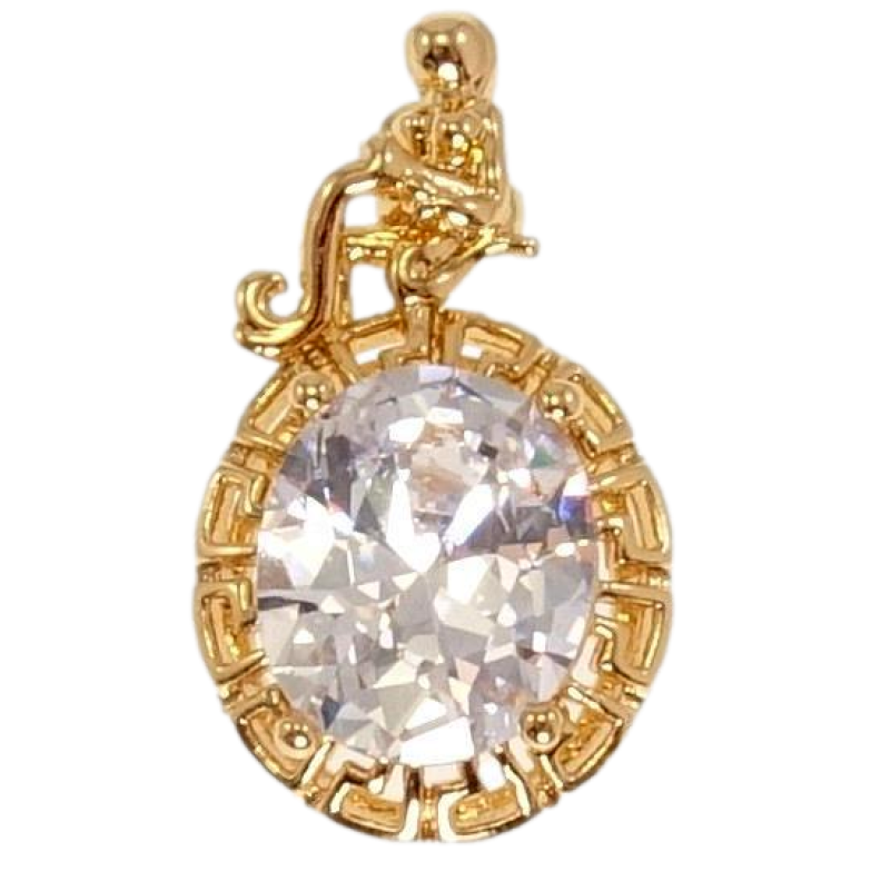 Кулон Xuping Позолота 18 До Водолій Вставка Гранений Овальний Кристал Окантовка Меандрова Лінія фото №4 Кулон Xuping Позолота 18 До Водолій Вставка Гранений Овальний Кристал Окантовка Меандрова Лінія фото №4