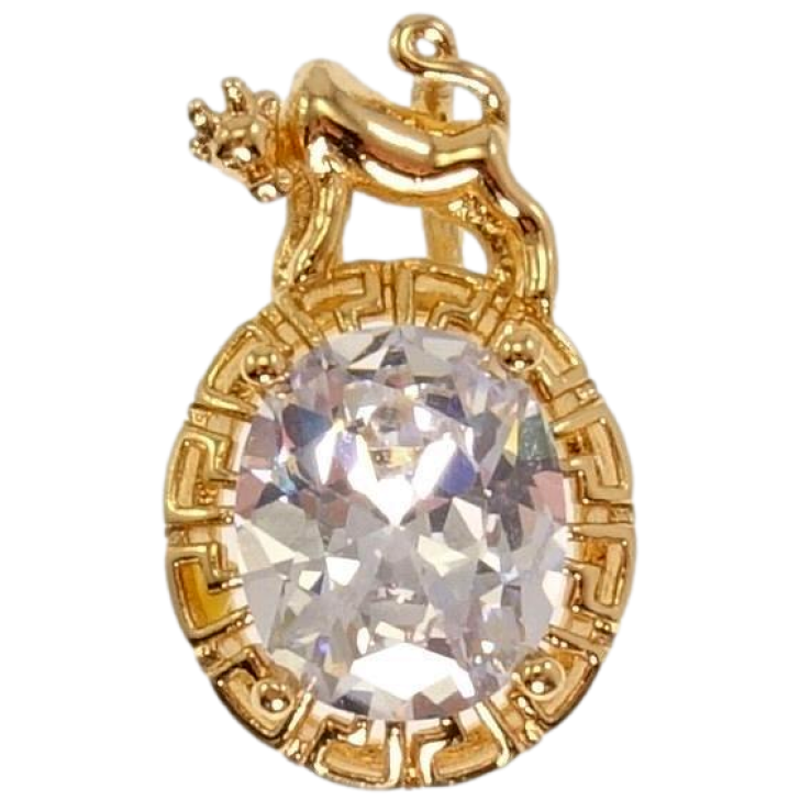 Кулон Xuping Позолота 18 К Телець Вставка Гранений Овальний Кристал Окантовка Меандрова Лінія фото №3 Кулон Xuping Позолота 18 К Телець Вставка Гранений Овальний Кристал Окантовка Меандрова Лінія фото №3