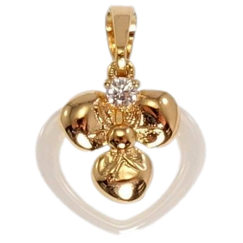 Кулон Xuping Позолота 18 К Біле Керамічне Серце з Трилисником фото №4 Кулон Xuping Позолота 18 К Біле Керамічне Серце з Трилисником фото №4