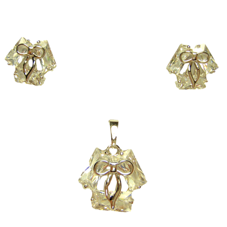 Набір Xuping Родій Сережки Кулон Шестигранник із Кристалів з Декором Бантик фото №12