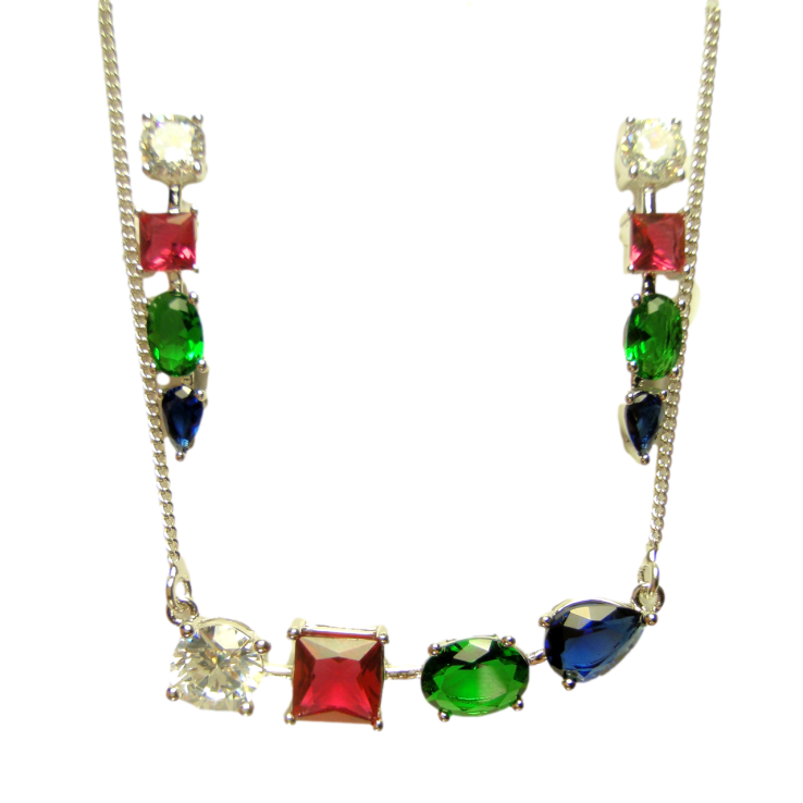 Набір Xuping Родій Кольє+Сережки Чотири Яскраві Фігурні Кристали довжина 44-47 см фото №21 Набір Xuping Родій Кольє+Сережки Чотири Яскраві Фігурні Кристали довжина 44-47 см фото №21