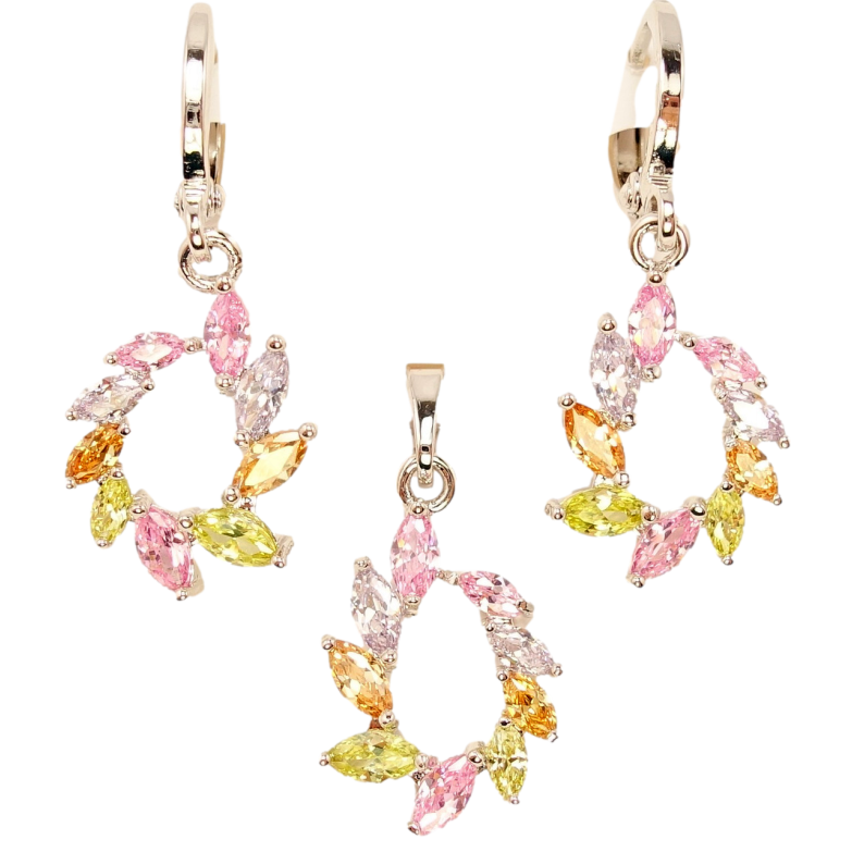 Набор Xuping Родий Серьги Кулон Веночек Разноцветные Кристаллы фото №2 Набор Xuping Родий Серьги Кулон Веночек Разноцветные Кристаллы фото №2