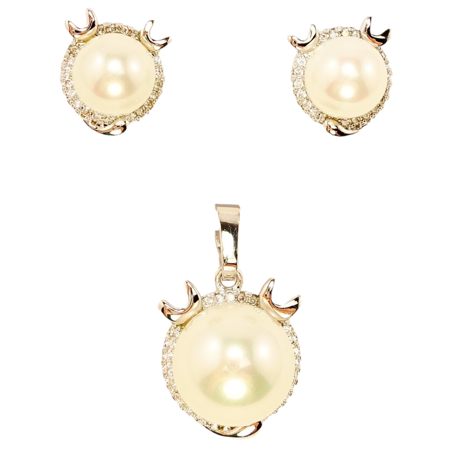 Набір Xuping Родій Сережки Кулон Перлина в Декоративній Оправі з Інкрустацією Дрібний Цирконій фото №1