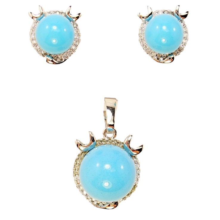 Набір Xuping Родій Сережки Кулон Блакитна Перлина в Декоративній Оправі з Інкрустацією Дрібний Цирконій фото №25