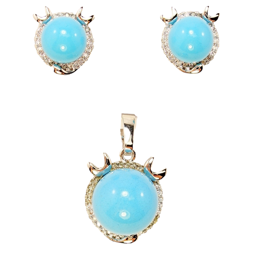 Набір Xuping Родій Сережки Кулон Блакитна Перлина в Декоративній Оправі з Інкрустацією Дрібний Цирконій фото №1 Набір Xuping Родій Сережки Кулон Блакитна Перлина в Декоративній Оправі з Інкрустацією Дрібний Цирконій фото №1