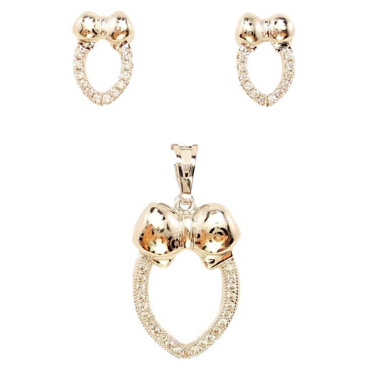 Набір Xuping Родій Сережки Кулон Дуга Цирконій з Декором Бантик Напилення Кола фото №15