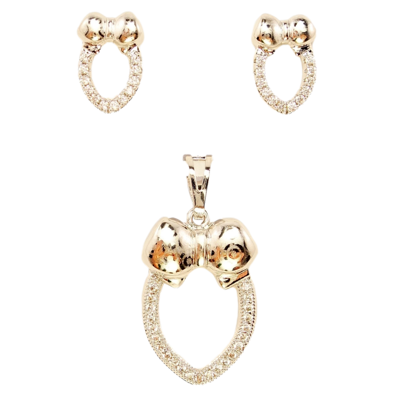 Набір Xuping Родій Сережки Кулон Дуга Цирконій з Декором Бантик Напилення Кола фото №3 Набір Xuping Родій Сережки Кулон Дуга Цирконій з Декором Бантик Напилення Кола фото №3